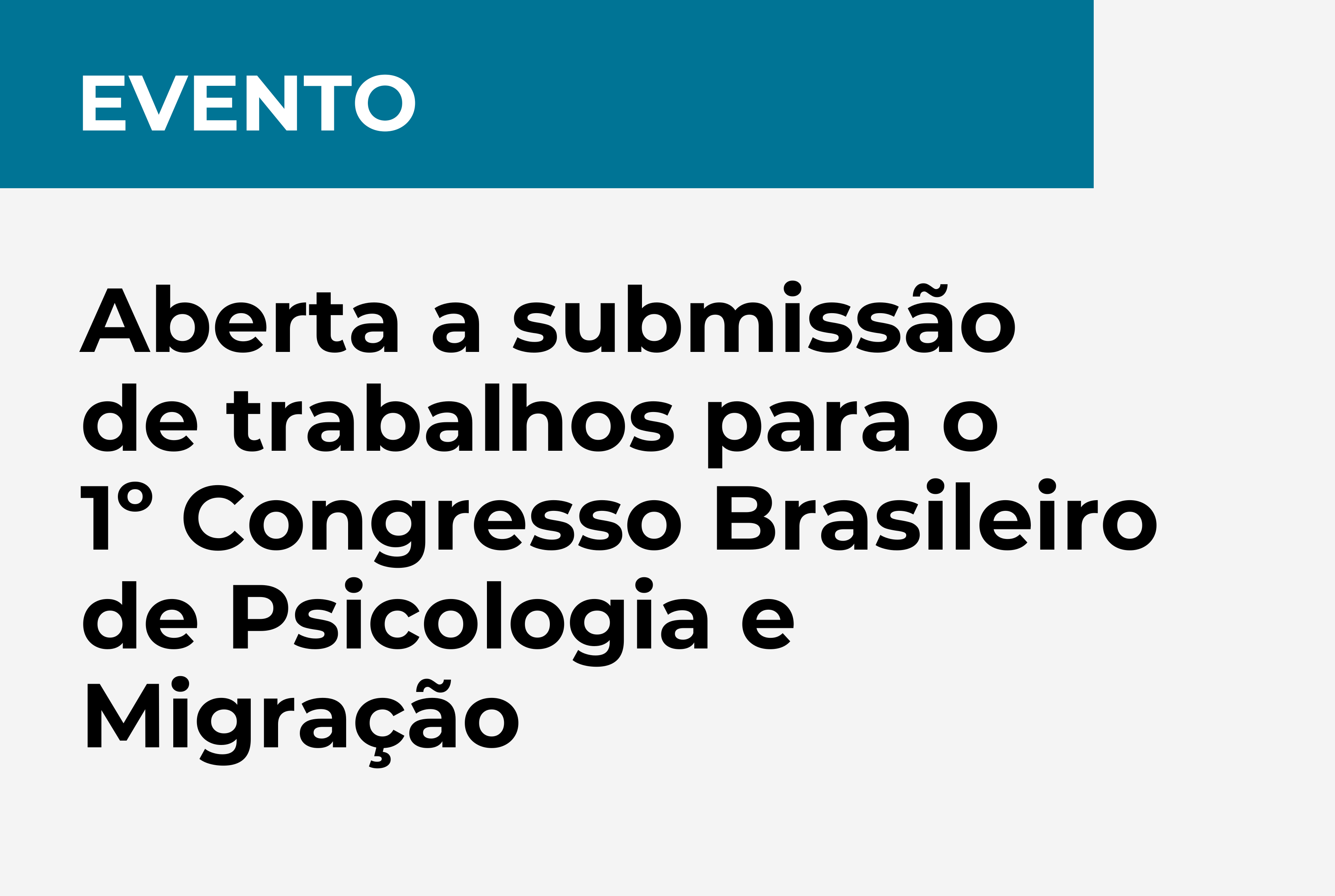 Aberta a submissão de trabalhos para o 1º Congresso Brasileiro de Psicologia e Migração